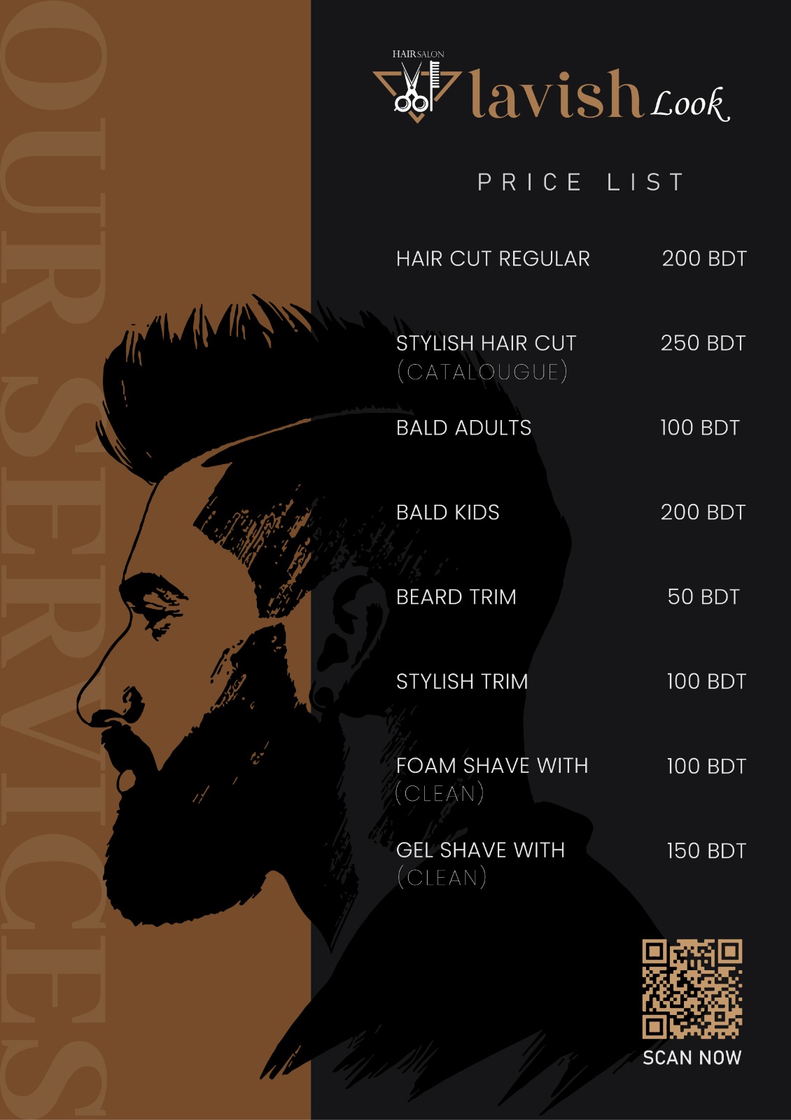 Misty mountain landscape at sunrise with warm orange sky